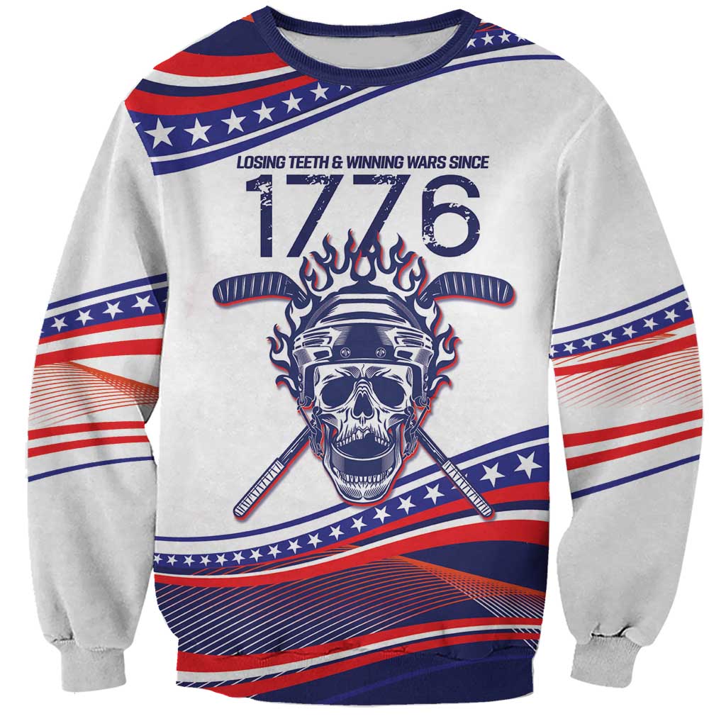 United States Hockey Personalized Sweatshirt Losing Teeth Winning Wars Since 1776 White Style