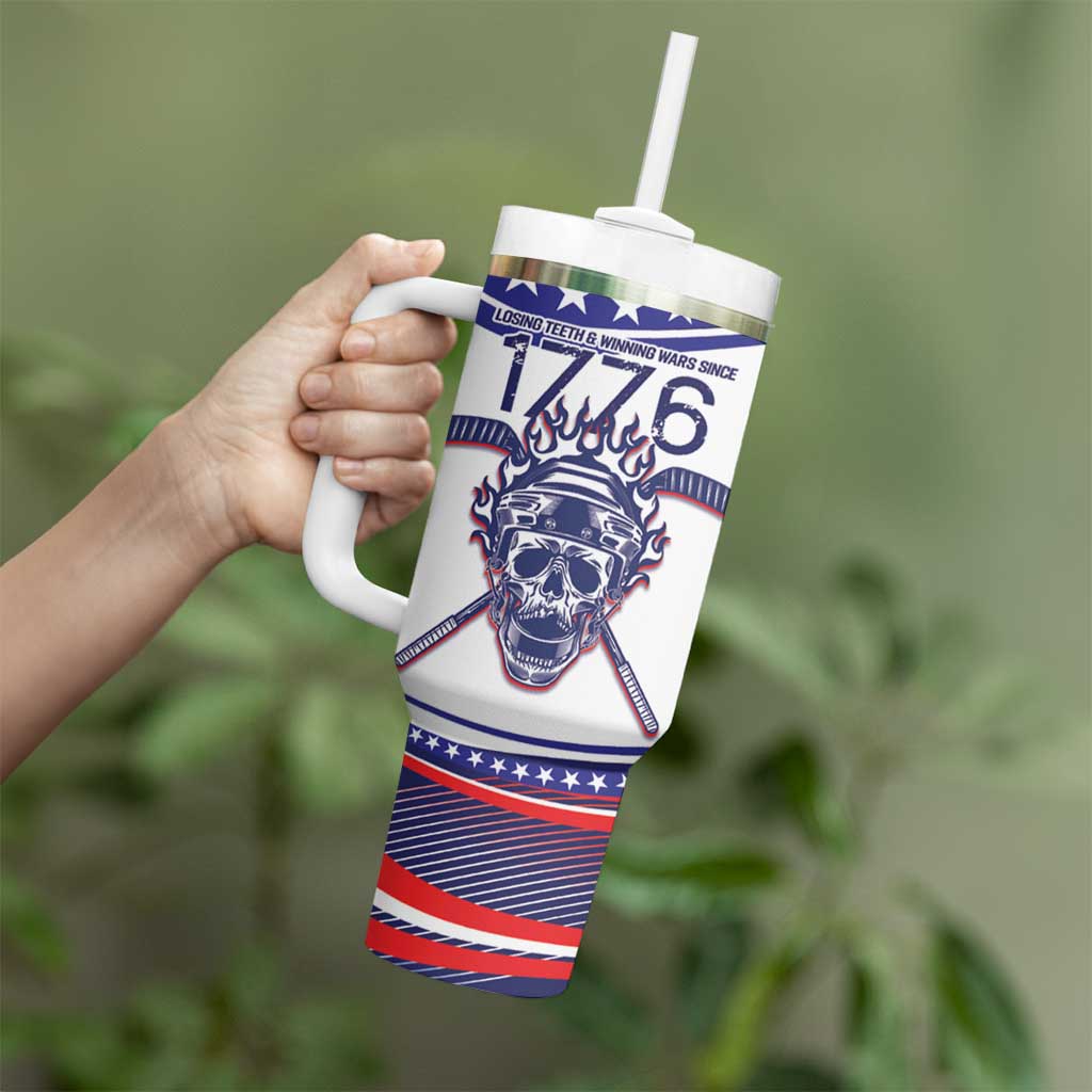 United States Hockey Personalized Tumbler With Handle Losing Teeth Winning Wars Since 1776 White Style