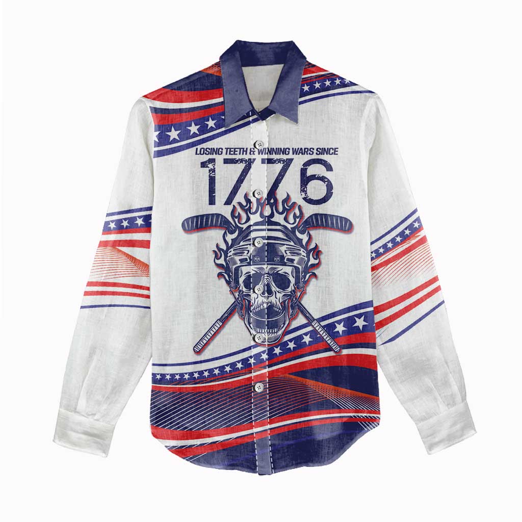 United States Hockey Personalized Women Casual Shirt Losing Teeth Winning Wars Since 1776 White Style