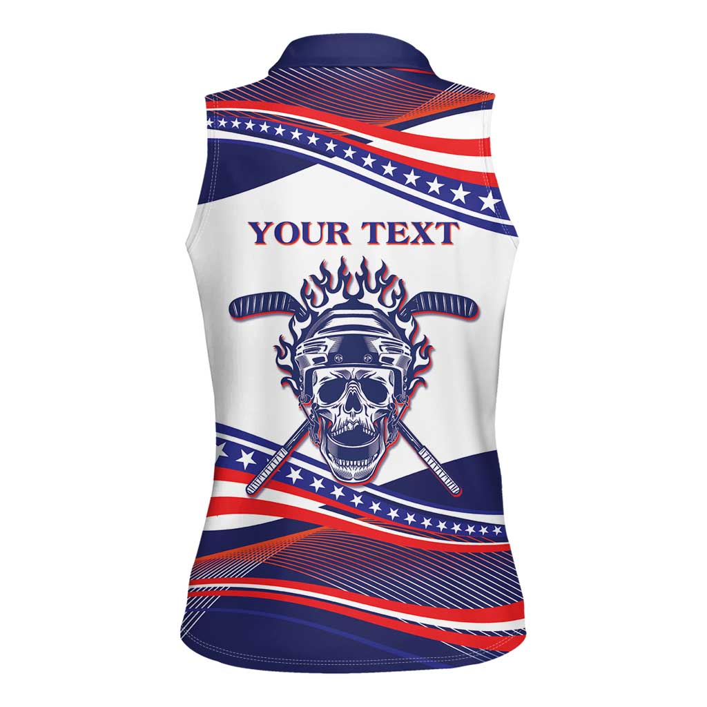 United States Hockey Personalized Women Sleeveless Polo Shirt Losing Teeth Winning Wars Since 1776 White Style