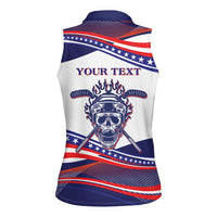 United States Hockey Personalized Women Sleeveless Polo Shirt Losing Teeth Winning Wars Since 1776 White Style