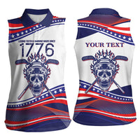 United States Hockey Personalized Women Sleeveless Polo Shirt Losing Teeth Winning Wars Since 1776 White Style
