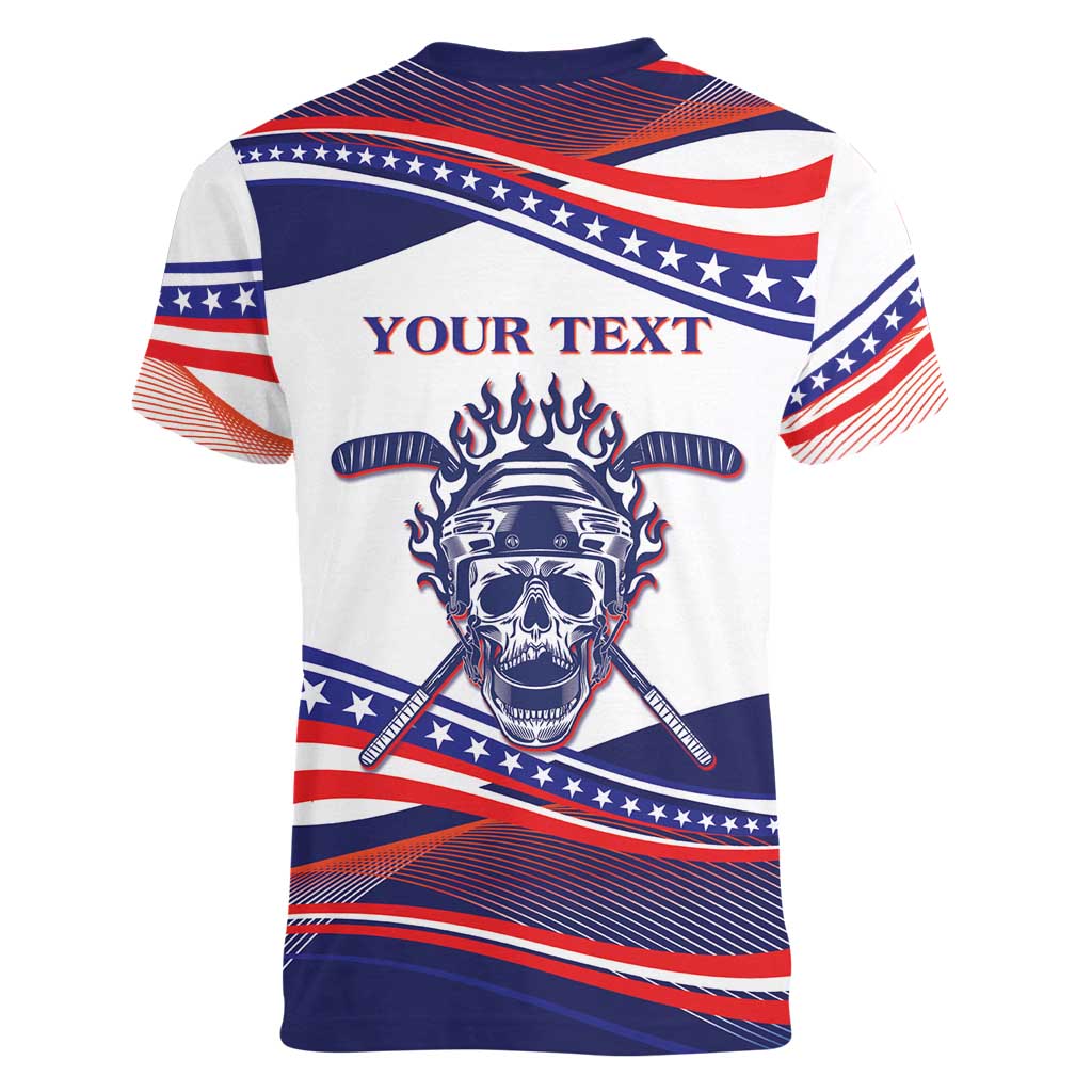 United States Hockey Personalized Women V-Neck T-Shirt Losing Teeth Winning Wars Since 1776 White Style
