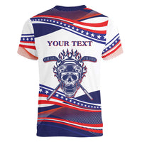 United States Hockey Personalized Women V-Neck T-Shirt Losing Teeth Winning Wars Since 1776 White Style