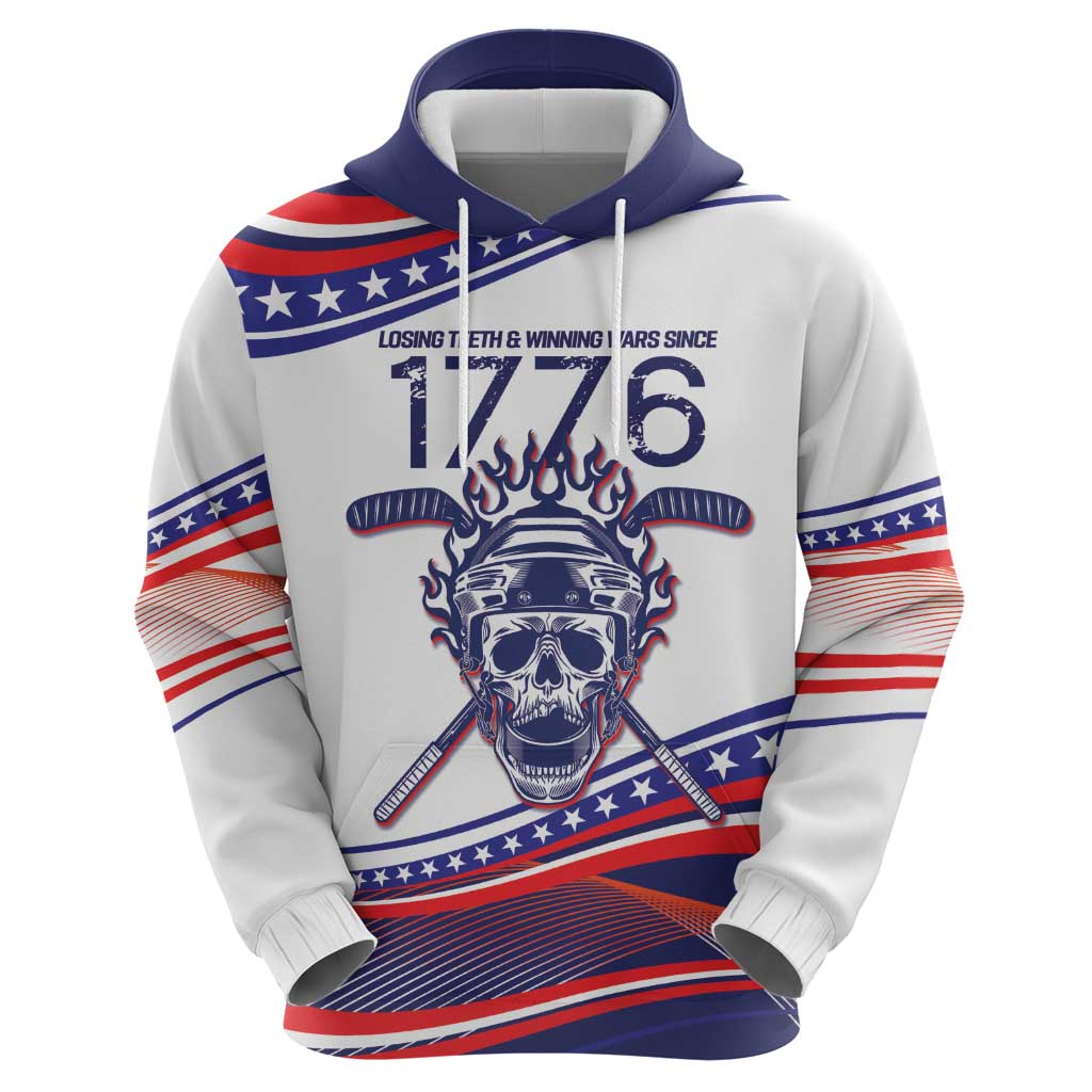 United States Hockey Personalized Zip Hoodie Losing Teeth Winning Wars Since 1776 White Style