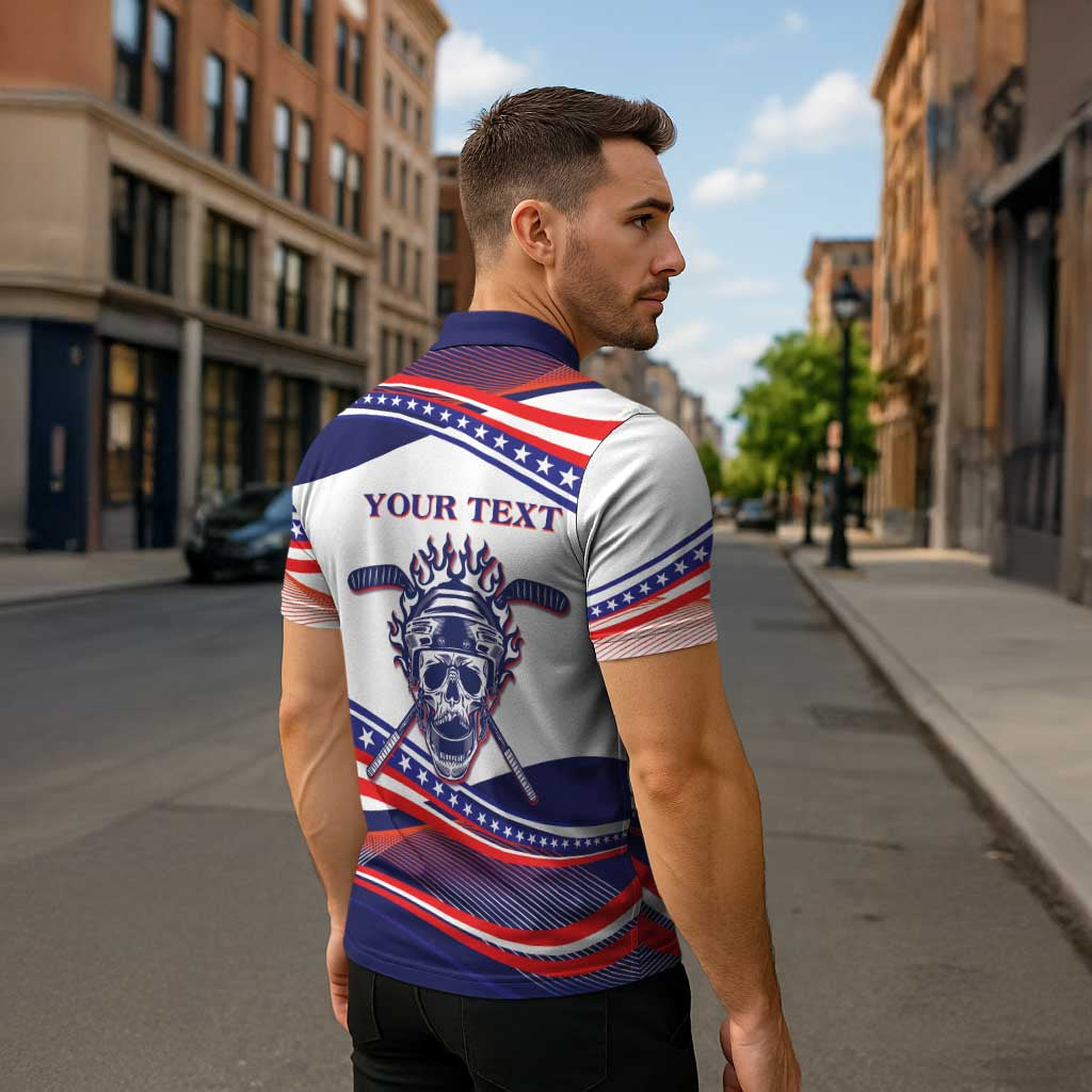 United States Hockey Personalized Zipper Polo Shirt Losing Teeth Winning Wars Since 1776 White Style