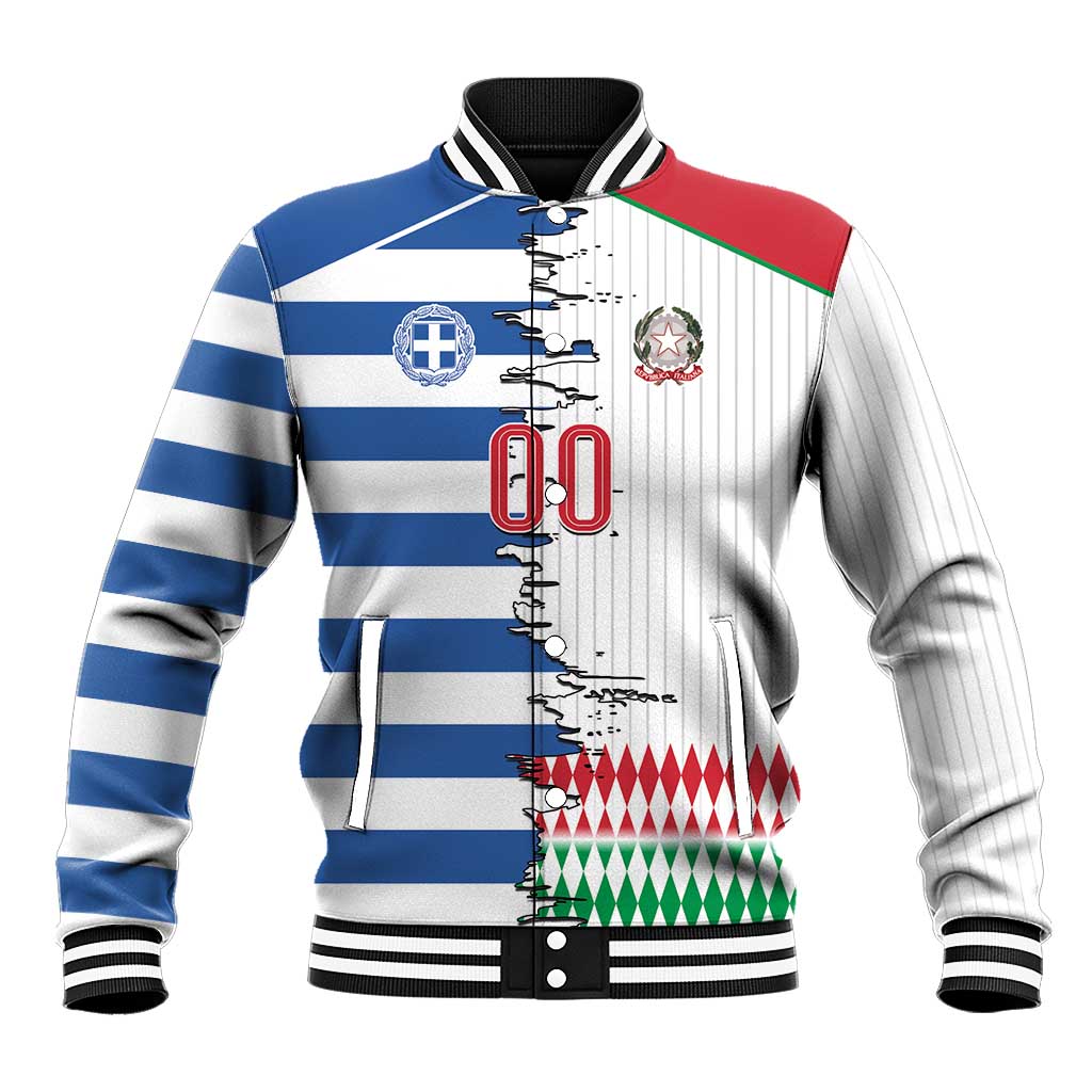 Custom Greece Italy Cultural Half Flag Baseball Jacket Scratch Style