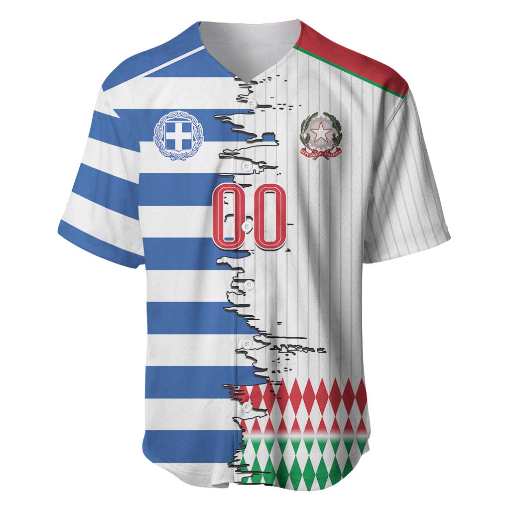 Custom Greece Italy Cultural Half Flag Baseball Jersey Scratch Style