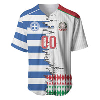 Custom Greece Italy Cultural Half Flag Baseball Jersey Scratch Style