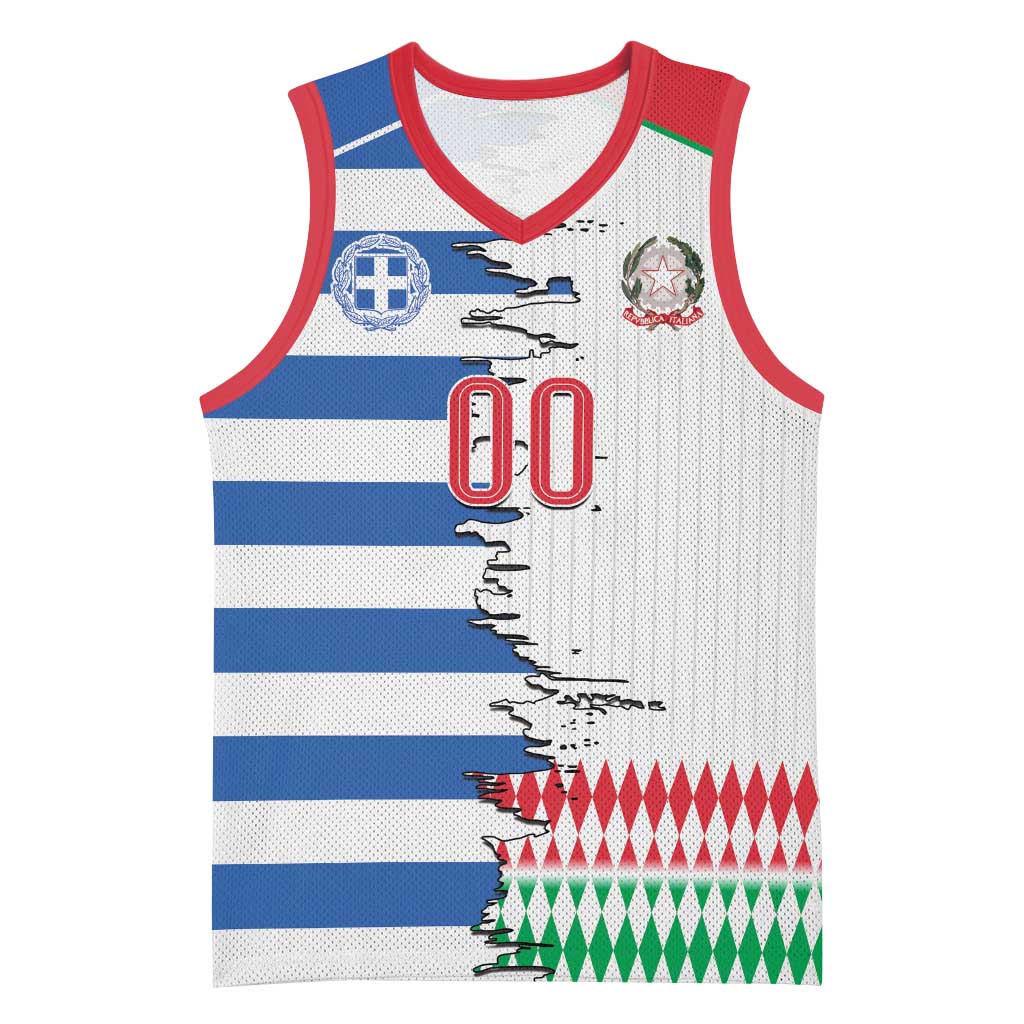 Custom Greece Italy Cultural Half Flag Basketball Jersey Scratch Style