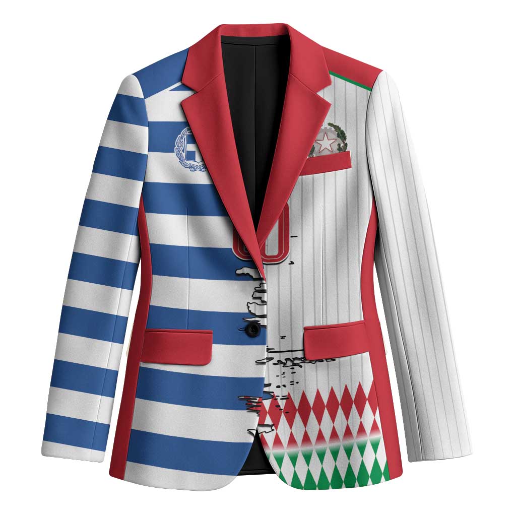 Custom Greece Italy Cultural Half Flag Blazer Scratch Style