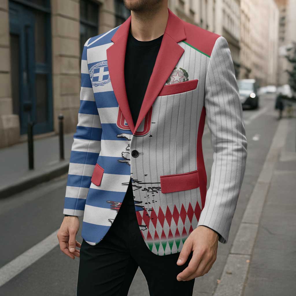 Custom Greece Italy Cultural Half Flag Blazer Scratch Style