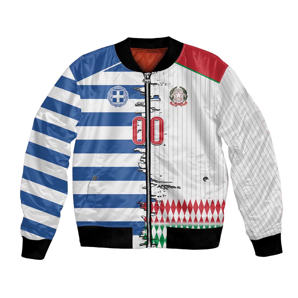 Custom Greece Italy Cultural Half Flag Bomber Jacket Scratch Style