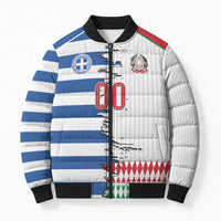 Custom Greece Italy Cultural Half Flag Bomber Puffer Jacket Scratch Style