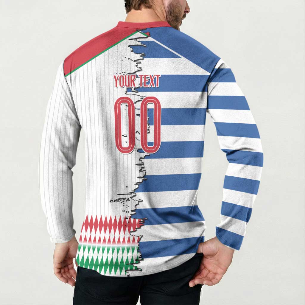 Custom Greece Italy Cultural Half Flag Button Sweatshirt Scratch Style
