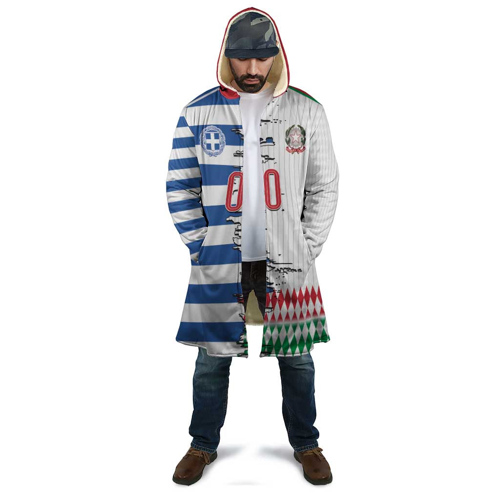 Custom Greece Italy Cultural Half Flag Cloak Scratch Style