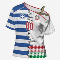 Custom Greece Italy Cultural Half Flag Cross Shoulder Shirt Scratch Style