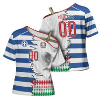 Custom Greece Italy Cultural Half Flag Cross Shoulder Shirt Scratch Style