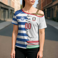 Custom Greece Italy Cultural Half Flag Cross Shoulder Shirt Scratch Style