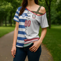 Custom Greece Italy Cultural Half Flag Cross Shoulder Shirt Scratch Style