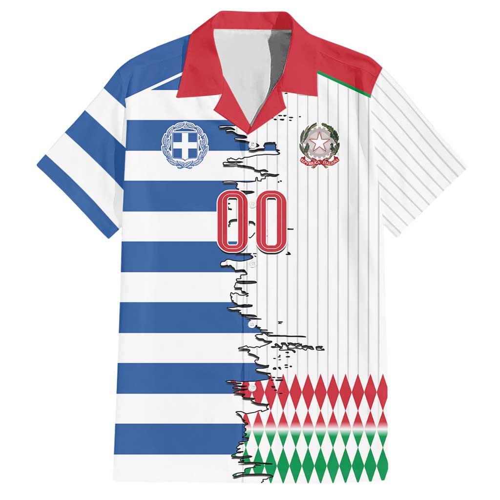 Custom Greece Italy Cultural Half Flag Hawaiian Shirt Scratch Style