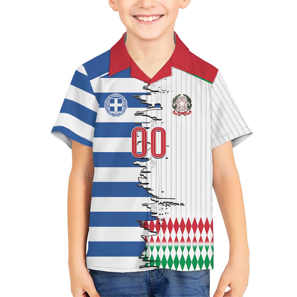 Custom Greece Italy Cultural Half Flag Hawaiian Shirt Scratch Style
