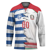 Custom Greece Italy Cultural Half Flag Hockey Jersey Scratch Style