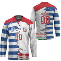 Custom Greece Italy Cultural Half Flag Hockey Jersey Scratch Style