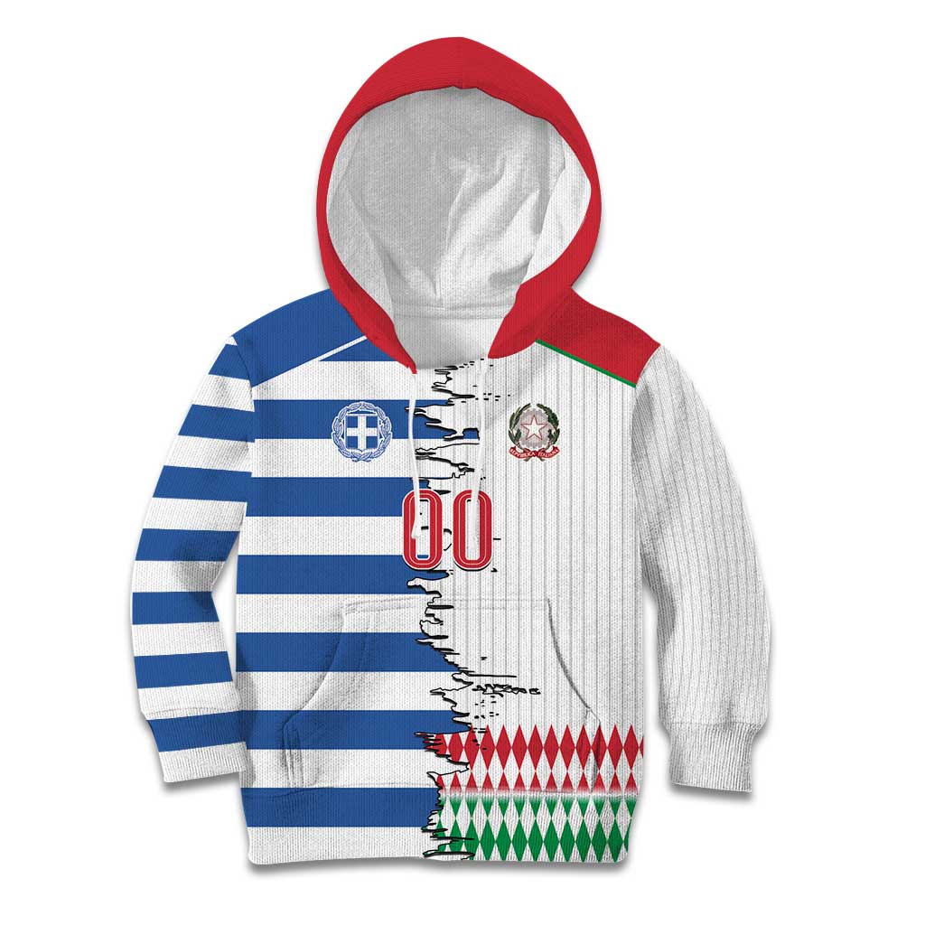 Custom Greece Italy Cultural Half Flag Kid Hoodie Scratch Style