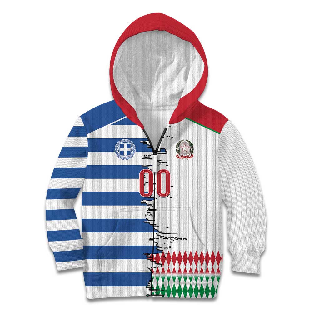 Custom Greece Italy Cultural Half Flag Kid Hoodie Scratch Style
