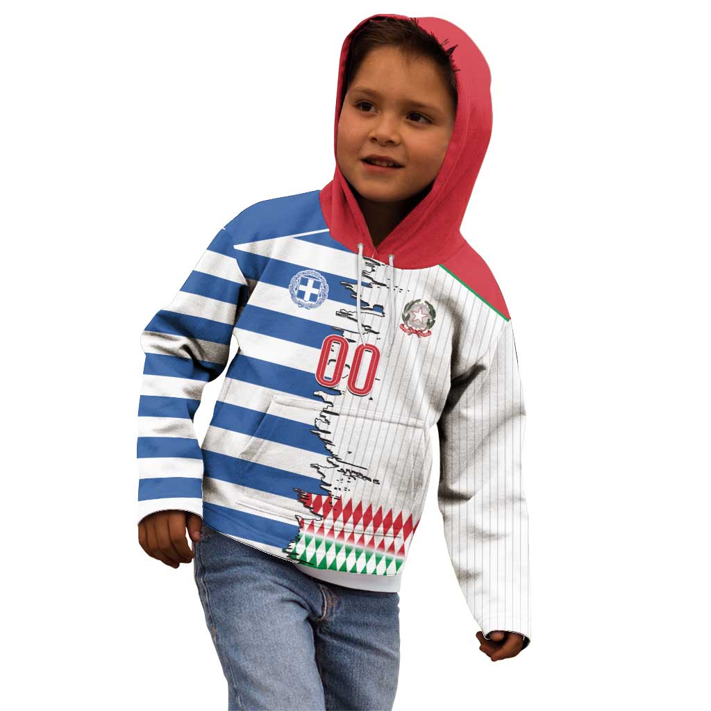 Custom Greece Italy Cultural Half Flag Kid Hoodie Scratch Style