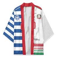 Custom Greece Italy Cultural Half Flag Kimono Scratch Style