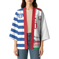 Custom Greece Italy Cultural Half Flag Kimono Scratch Style