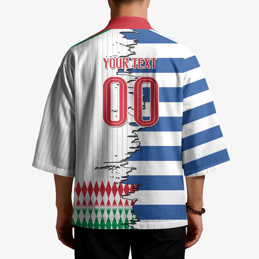 Custom Greece Italy Cultural Half Flag Kimono Scratch Style