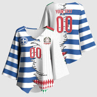 Custom Greece Italy Cultural Half Flag Kimono Sleeve Blouse Scratch Style