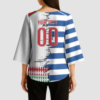 Custom Greece Italy Cultural Half Flag Kimono Sleeve Blouse Scratch Style