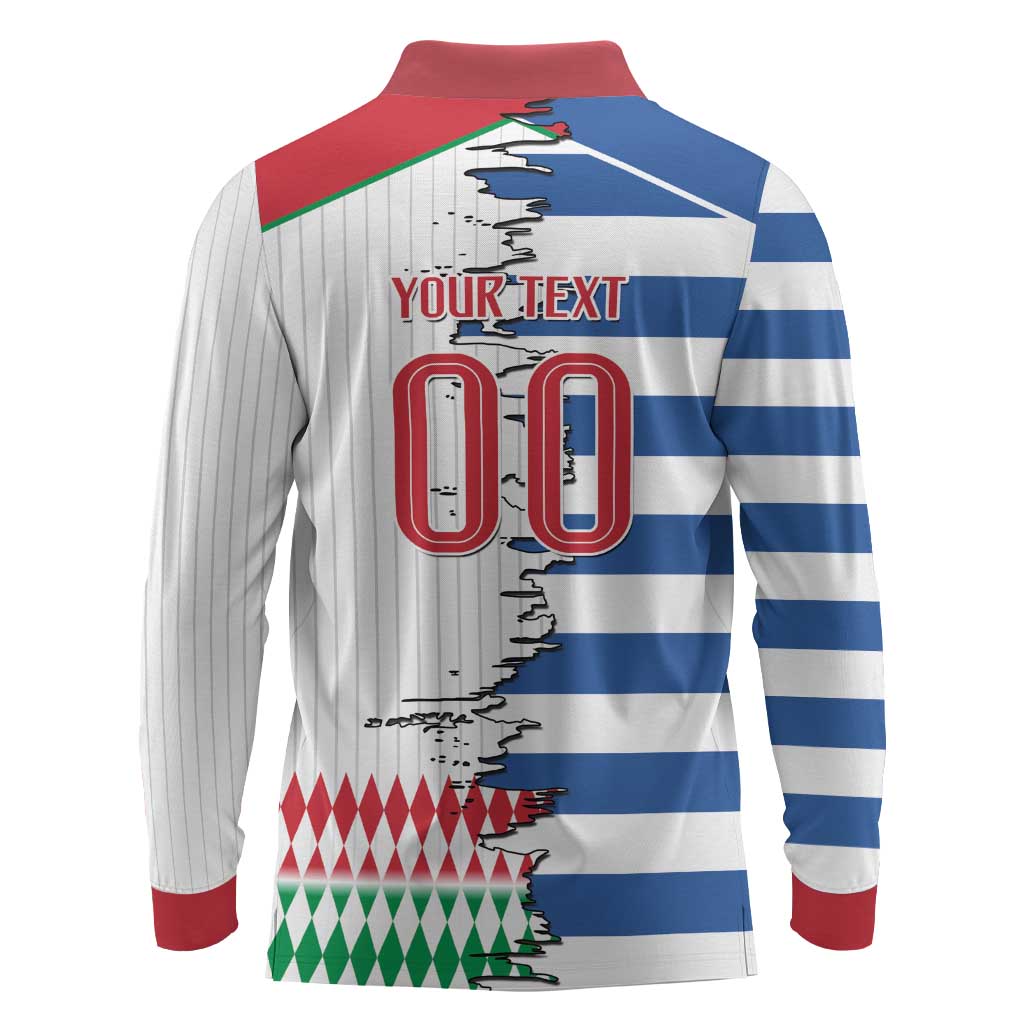 Custom Greece Italy Cultural Half Flag Long Sleeve Polo Shirt Scratch Style