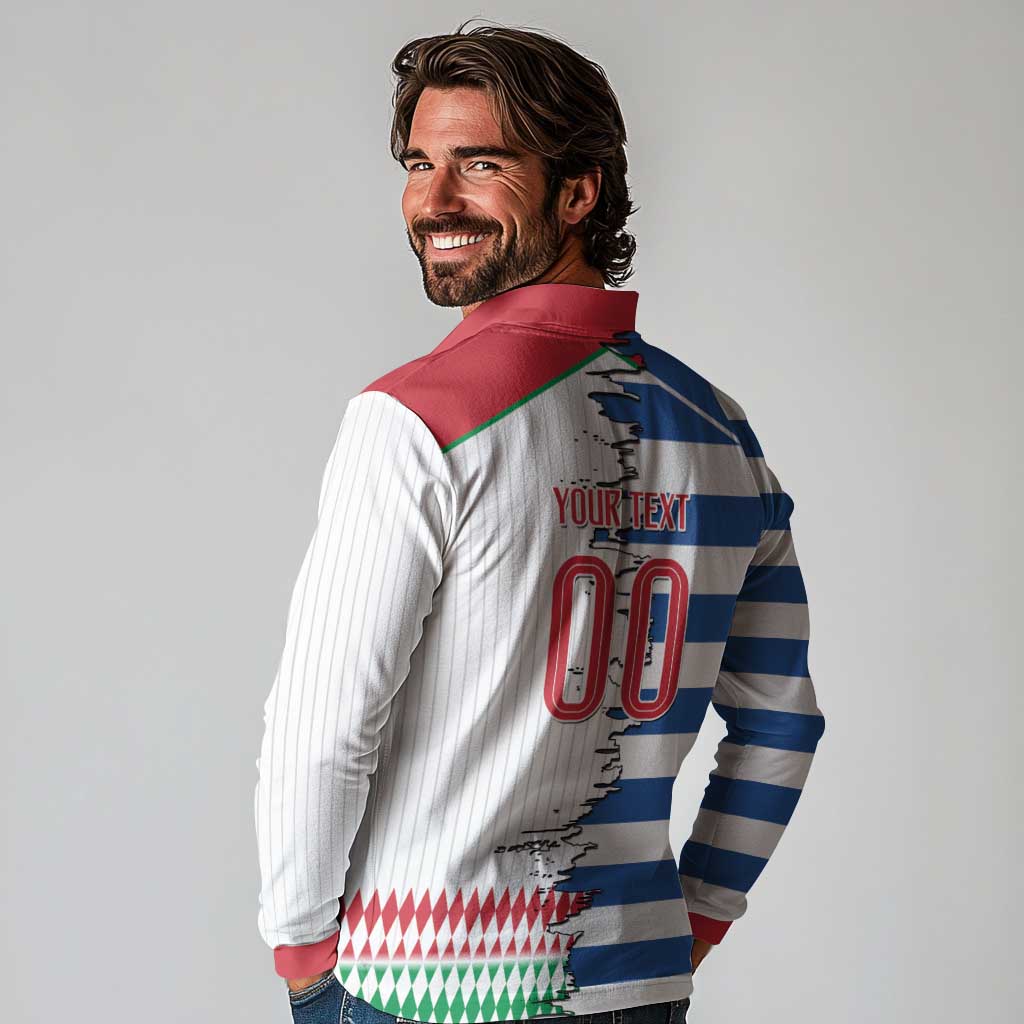 Custom Greece Italy Cultural Half Flag Long Sleeve Polo Shirt Scratch Style