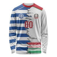 Custom Greece Italy Cultural Half Flag Long Sleeve Shirt Scratch Style