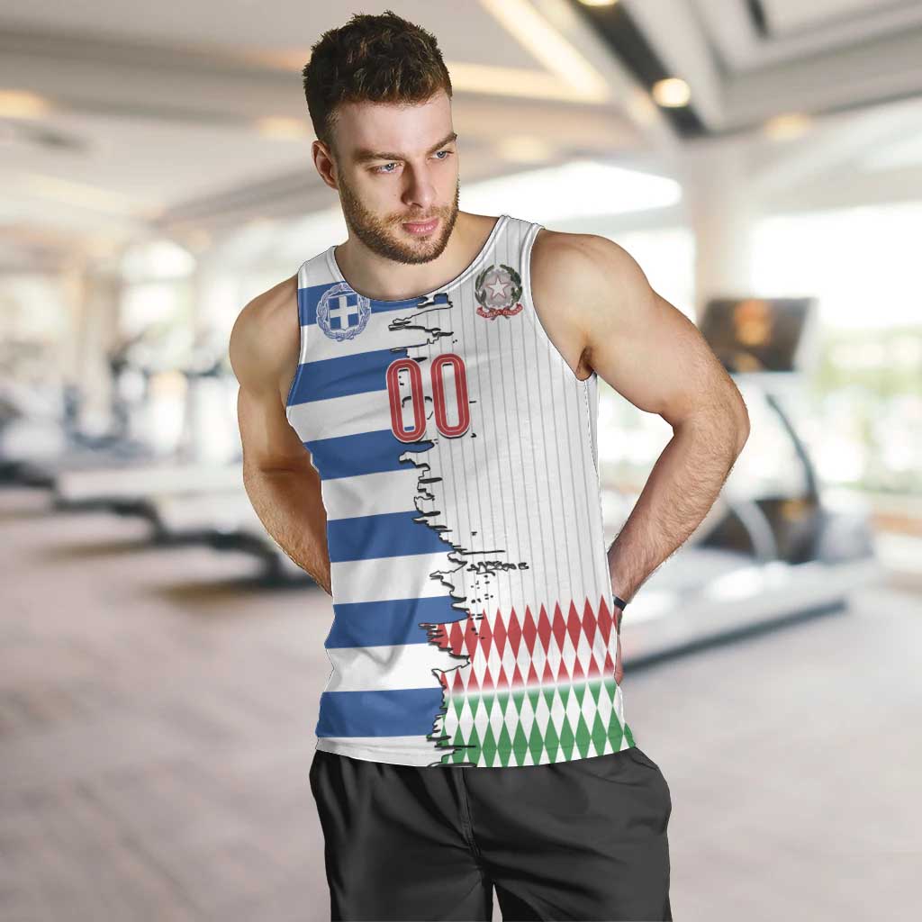 Custom Greece Italy Cultural Half Flag Men Tank Top Scratch Style