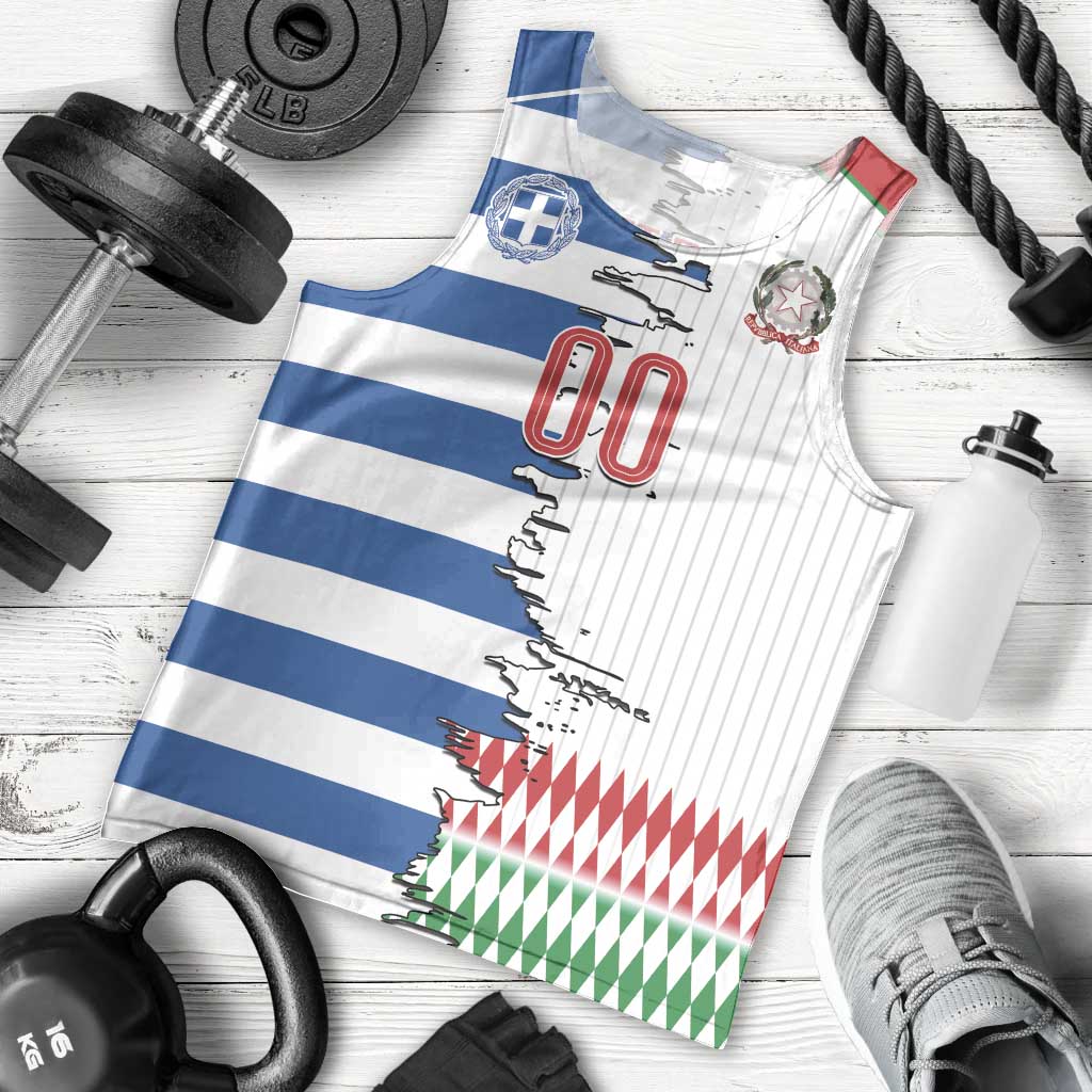 Custom Greece Italy Cultural Half Flag Men Tank Top Scratch Style