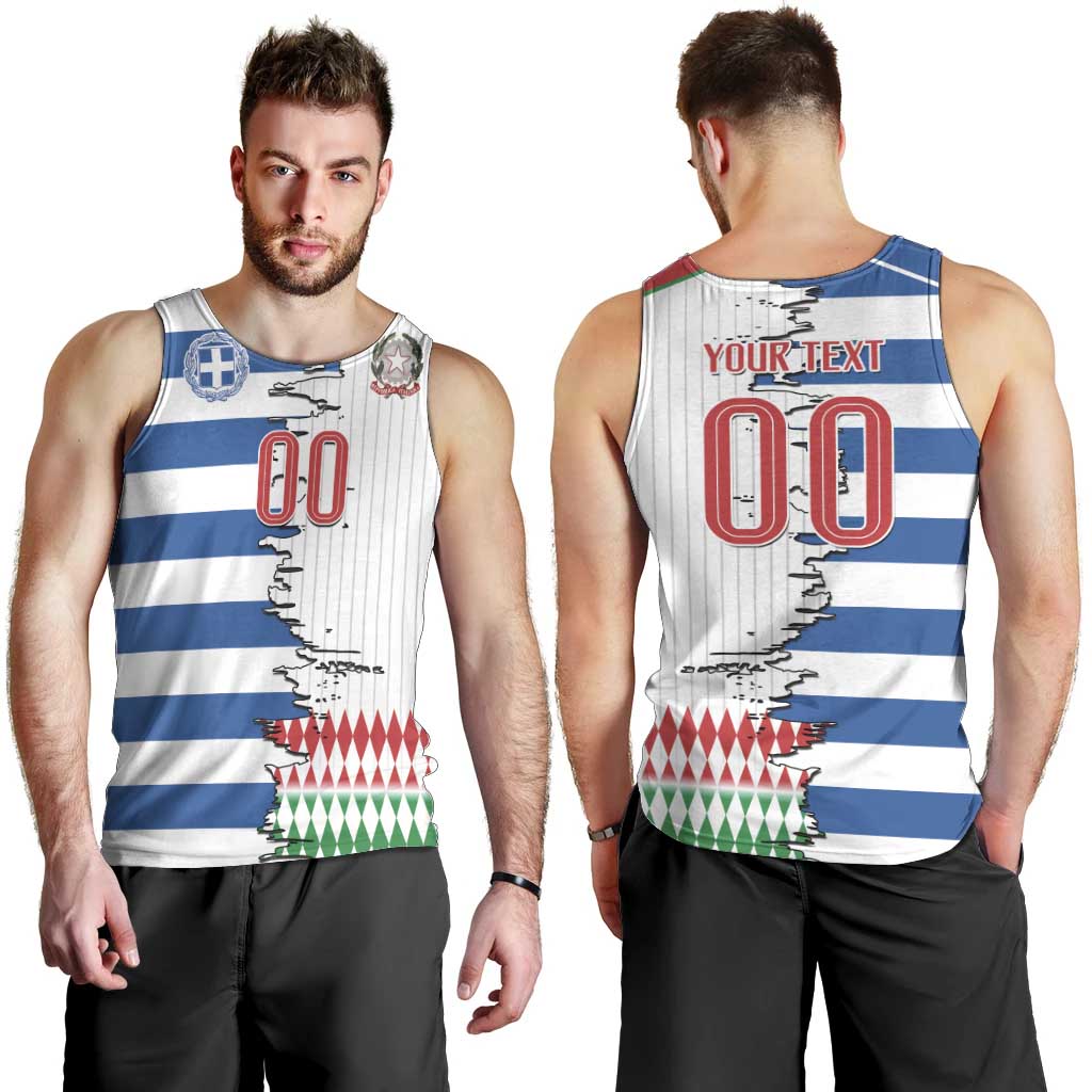 Custom Greece Italy Cultural Half Flag Men Tank Top Scratch Style