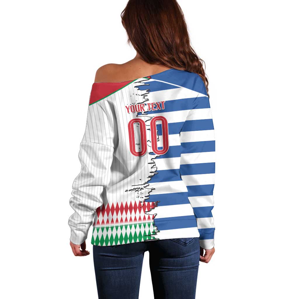 Custom Greece Italy Cultural Half Flag Off Shoulder Sweater Scratch Style