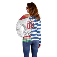 Custom Greece Italy Cultural Half Flag Off Shoulder Sweater Scratch Style