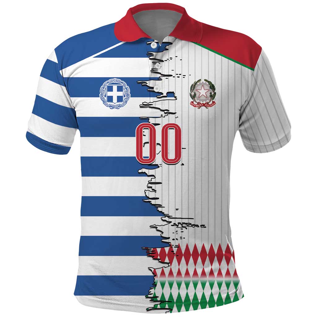 Custom Greece Italy Cultural Half Flag Polo Shirt Scratch Style