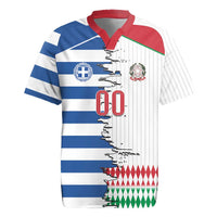 Custom Greece Italy Cultural Half Flag Rugby Jersey Scratch Style