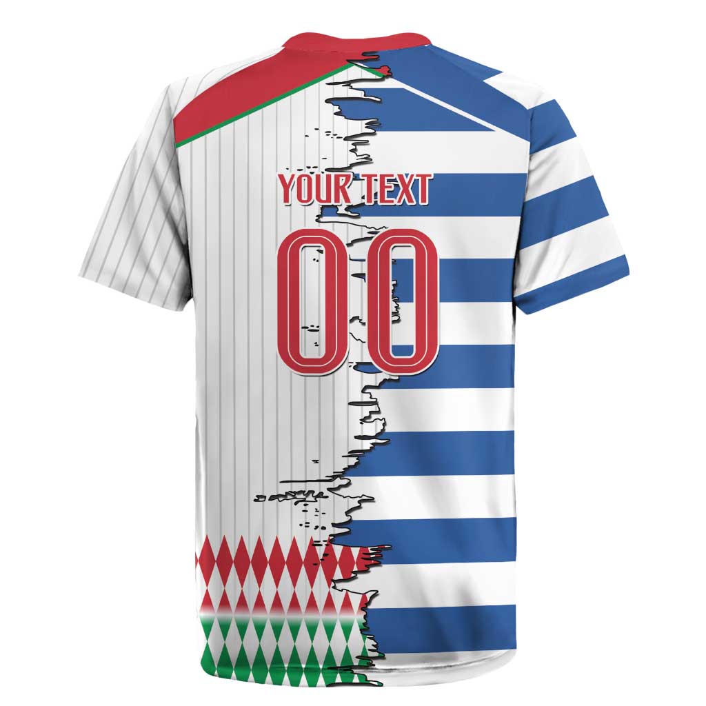 Custom Greece Italy Cultural Half Flag Rugby Jersey Scratch Style
