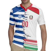 Custom Greece Italy Cultural Half Flag Rugby Jersey Scratch Style
