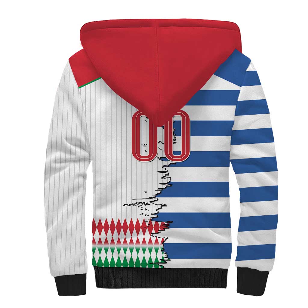 Custom Greece Italy Cultural Half Flag Sherpa Hoodie Scratch Style