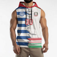 Custom Greece Italy Cultural Half Flag Sleeveless Hoodie Scratch Style